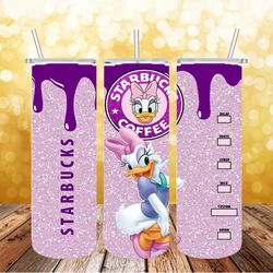 daisy duck starbucks png, 3d tumbler wrap, straight tumbler png design 20oz/ 30oz tumbler png file instant download