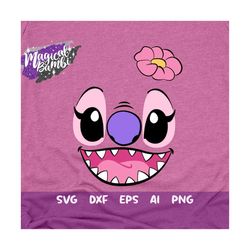stitch angel face svg, stitch girl face svg, angel face design, dxf, png, eps,