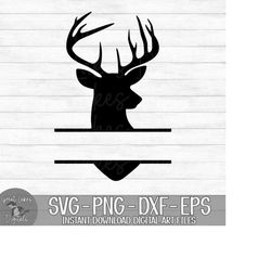 deer split monogram - instant digital download - svg, png, dxf, and eps files included! - buck, hunting, antlers