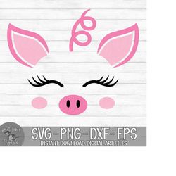 pig face - instant digital download - svg, png, dxf, and eps files included! farm animals, farm pig, cute pig face