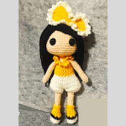 crochet ribbon girl doll amigurumi pdf pattern