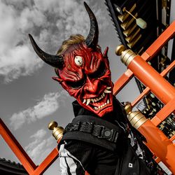 DBD Oni Mask wearable for cosplay, Devil mask, Noh mask, Japanese Demon mask, Red Oni mask dead by daylight, Hannya mask
