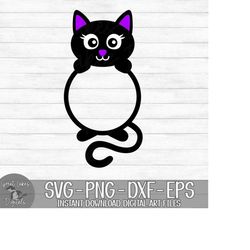 halloween cat circle monogram name frame - instant digital download - svg, png, dxf, and eps files included!