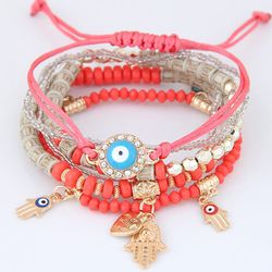 Bracelets en resine acrylique faits a la main pour femmes, conception d yeux perles, bracelets multicouches, bijoux d et