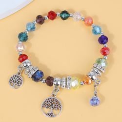 Bracelets a breloques en forme de papillonstyle boheme, perles en cristal colore, corde elastique faite a la main, bijou
