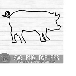pig - instant digital download - svg, png, dxf, and eps files included! pig outline, farm animals, farm pig