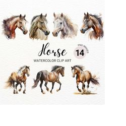 Horse PNG | Horse Clipart Set | Watercolor Horse Sublimation Designs | Western Clipart | Farm Animals PNG | Clipart Bund