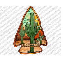 Desert Landscape Arrowhead Png, Arrowhead Png Design, Desert Cactus Png, Sunset Png, Png Sublimation Designs Downloads,