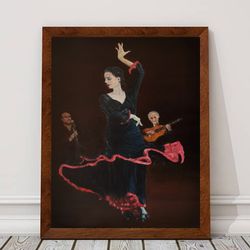 Flamenco Painting Woman Dancing Original Art Dancers And Guitarists Oil Canvas Artwork