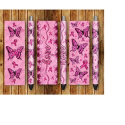 Hope Breast Cancer Awareness Butterfly Pen Wraps Png Sublimation Design, Breast Cancer Pen Wraps Png,Butterfly Pen Wrap