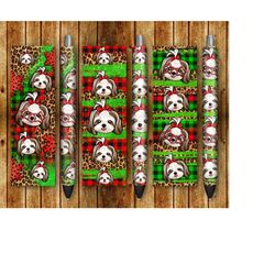Shih Tzu Christmas pen wraps png sublimate designs download, Christmas pen wrap png, Shih Tzu pen wrap png, sublimate de