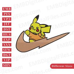 nike swoosh pikachu pokemon embroidery design