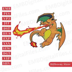 nike swoosh charizard pokemon embroidery design