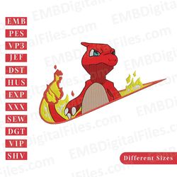 nike swoosh charmeleon pokemon embroidery design