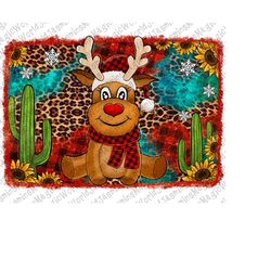 Western Christmas Reindeer Distressed Background Png Design, Christmas Reindeer Png, Leopard Christmas Background, Insta
