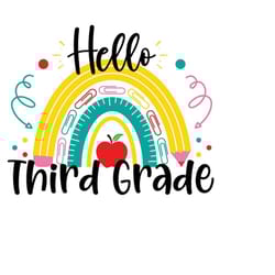 hello third grade png, instant download back to school