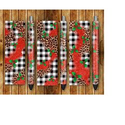 Leopard Plaid Christmas Pen Wraps Png Sublimation Design, Christmas Pen Wrap Png, Leopard Pen Wrap Png, Plaid Pen Wrap P
