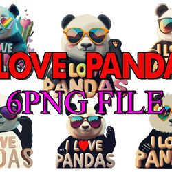 I LOVE PANDAS  Digital File 6 PNG