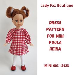 Dress pattern for Mini Paola Reina dolls 21 cm