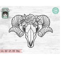 Ram Skull SVG file, Flower Skull svg, Boho Skull svg file, Floral Bighorn Sheep svg, Animal Skull cut file, bohemian svg
