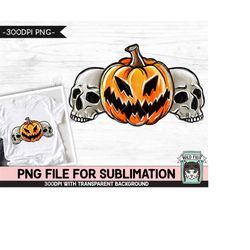 Pumpkin Skulls SUBLIMATION design PNG, Jack o Lantern png sublimation file, Skull sublimation, Fall, Autumn, Halloween,