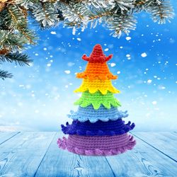 Mini Christmas tree, rainbow tree decorations, holiday table decor, small artificial tree, dollhouse miniature Christmas