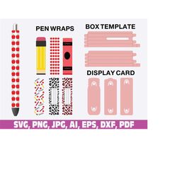 teacher school glitter pen wraps svg, glitter pen crayon warp, Glitter Pen patterns svg, Pen Box Template, Pen Packaging