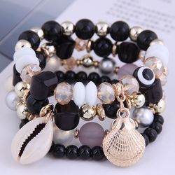 Bracelets bohemiens en resine pour femmes, perles, pierres ethniques, coquillage, breloque, Bijoux