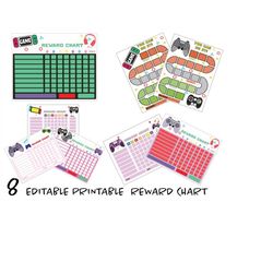 Editable video games reward chart, printable reward chart, chore chart, gamer Behavior Chart, editable chore chart, kids