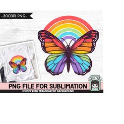 Rainbow Butterfly SUBLIMATION design PNG, Watercolor Butterfly Sublimation, Awareness PNG sublimation file, Autism, Neur
