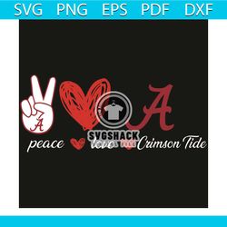 alabama crimson tide peace love svg, sport svg, peace svg, love svg, heart svg, alabama crimson tide svg, crimson tide s