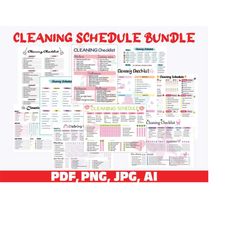 EDITABLE Cleaning Planner, Editable Cleaning Schedule, Cleaning checklist, Printable Weekly, Monthly, Yearly Cleaning Ch