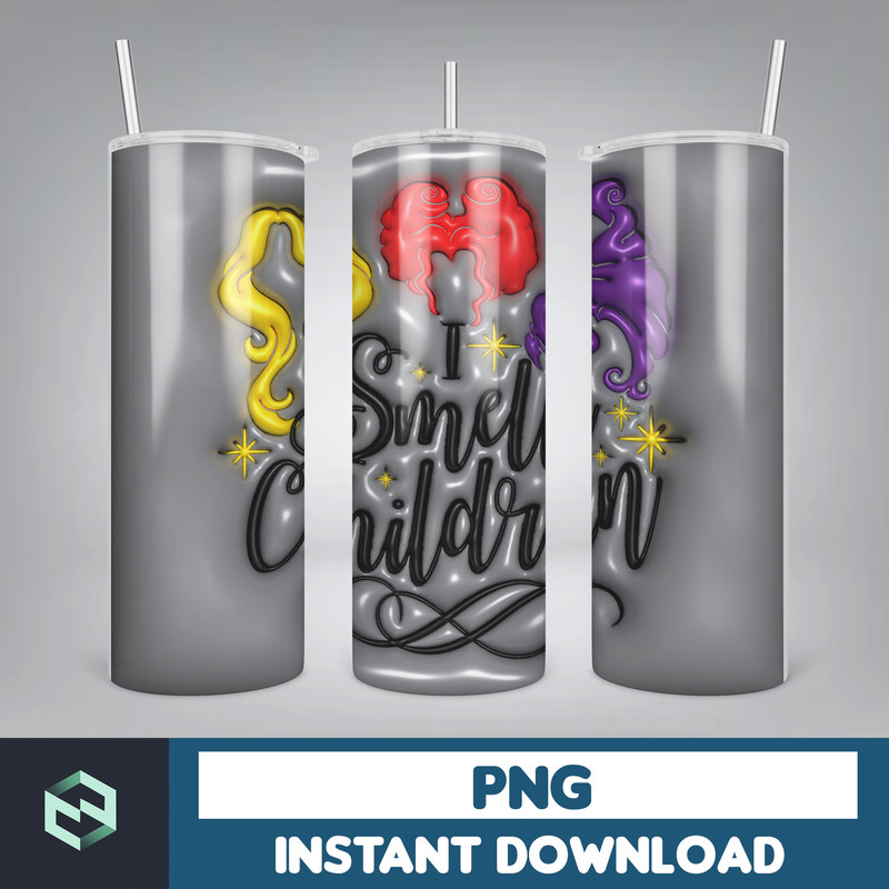 3D Inflated Halloween Tumbler, Files Cartoon Halloween Tumbler, 20oz Skinny Tumbler, Spooky Season Tumbler Png (12).jpg