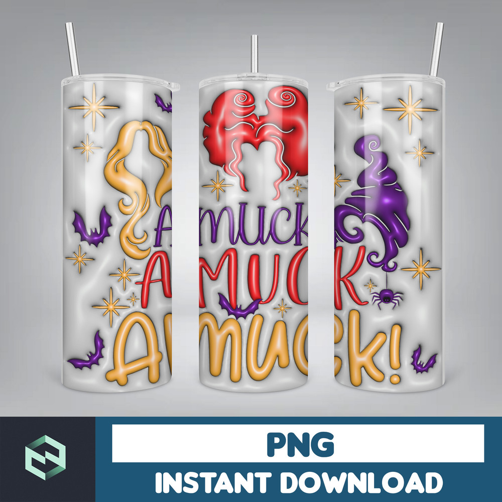 3D Inflated Halloween Tumbler, Files Cartoon Halloween Tumbler, 20oz Skinny Tumbler, Spooky Season Tumbler Png (24).jpg