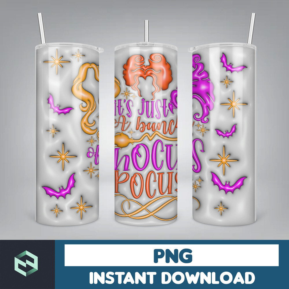 3D Inflated Halloween Tumbler, Files Cartoon Halloween Tumbler, 20oz Skinny Tumbler, Spooky Season Tumbler Png (3).jpg