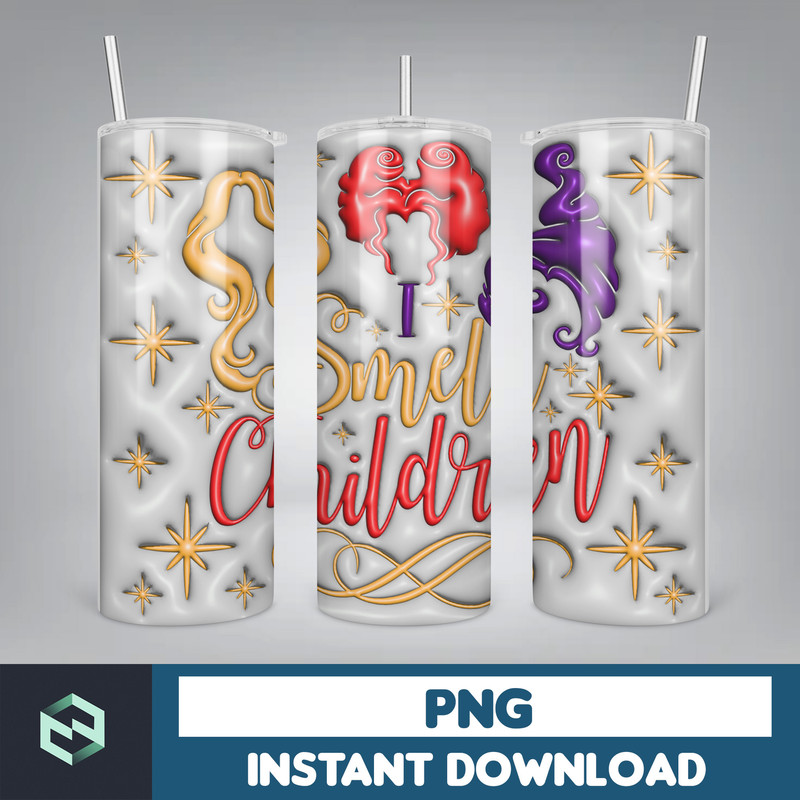 3D Inflated Halloween Tumbler, Files Cartoon Halloween Tumbler, 20oz Skinny Tumbler, Spooky Season Tumbler Png (7).jpg