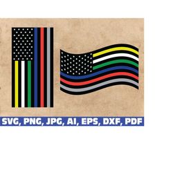 American Flag First Responders Thin Line SVG, first responder svg, american flag, usa flag svg, distressed flag svg, fir