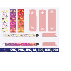 unicorn glitter pen wraps svg, unicorn pen wraps, window glitter pen BOX TEMPLATE, Glitter Pen patterns svg,Packaging, d