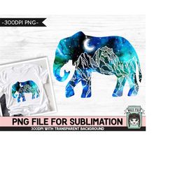 Galaxy Elephant PNG SUBLIMATION design, Elephant Silhouette PNG, Watercolor png, Space png, Elephant Clipart, Adventure