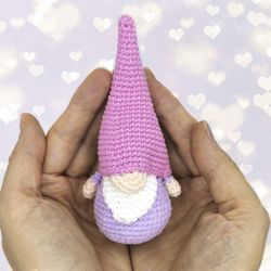 Mini gnome doll baby, purple gnome, lavender spring summer gnome toy, Swedish primitive decor