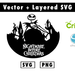 nightmare before christmas svg and png files for cricut machine , anime svg , manga svg , goku svg