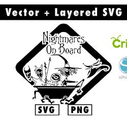 nightmares on board svg and png files for cricut machine , anime svg , manga svg , goku svg