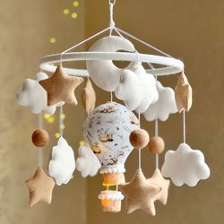 Baby mobile hot air balloon for boys or girls