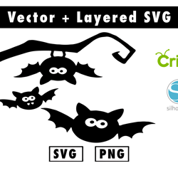halloween bat set svg and png files for cricut machine , anime svg , manga svg , goku svg