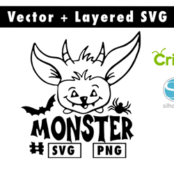 halloween kid bat monster svg and png files for cricut machine , anime svg , manga svg , goku svg