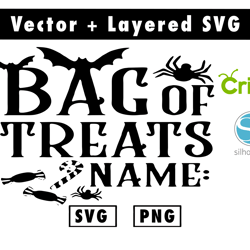 bag of treats customizable halloween svg and png files for cricut machine , anime svg , manga svg , goku svg