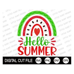 hello summer svg, summer svg, rainbow watermelon, summer cut file, hello summer png, summer porch sign, summer dxf, svg