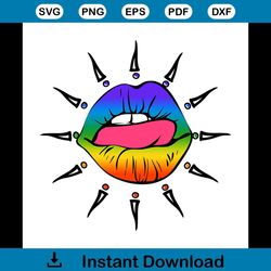 lips icon in rainbow colors, lgbt pride symbol svg