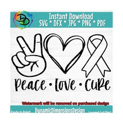 peace love cure svg, awareness ribbon svg, cancer ribbon, cancer svg, breast cancer, file pdf, jpg, png cameo, cricut sv