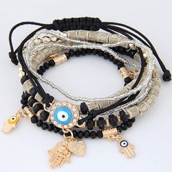 Bracelets en resine acrylique faits a la main pour femmes, conception d yeux perles, bracelets multicouches, bijoux